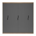Ver imagem 2 de Guarda-roupa Casal  Roupeiro 6 Portas Corção Madeirado com Cinza Grafite