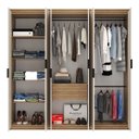 Ver mais imagens de Guarda-roupa Casal  Roupeiro 6 Portas Corção Madeirado com Cinza Grafite