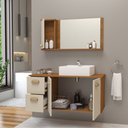 Ver imagem 2 de Conjunto Gabinete Banheiro Lisboa MDF 80cm com Cuba e Espelheira:Areia
