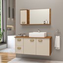 Ver imagem 1 de Conjunto Gabinete Banheiro Lisboa MDF 80cm com Cuba e Espelheira:Areia