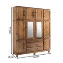 Ver imagem 4 de Guarda-roupa Casal Novak 10 Portas 3 Gavetas com Espelho Madeira Maciça Castanho - Pnr Móveis