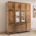 Ver imagem 1 de Guarda-roupa Casal Novak 10 Portas 3 Gavetas com Espelho Madeira Maciça Castanho - Pnr Móveis