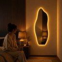 Ver imagem 5 de Espelho Flame 100x35cm Polido Bivolt Sala Salão Luxo LED Amarelo