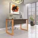 Ver imagem 1 de Escrivaninha Mesa Escritório X 150cm Industrial Walnut e Laranja Picasso Marrom