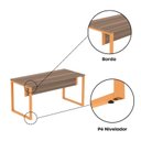 Ver mais imagens de Escrivaninha Mesa Escritório X 150cm Industrial Walnut e Laranja Picasso Marrom