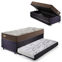 Ver imagem 1 de Bicama Viúva Box Baú com Suede Preto 120x203 com Colchão Relax Adorabile Molas Ensacadas Ecoflex