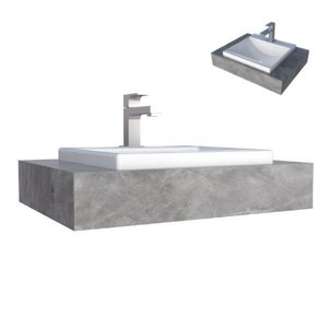 Bancada Porcelanato com Cuba Embutida Cinza 60cm Arati Cozimax