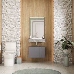Bancada Porcelanato com Cuba Embutida Cinza 60cm Arati Cozimax - 5