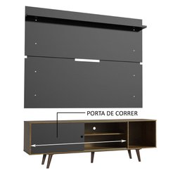 Rack Madesa Dubai e Painel para TV até 65 Polegadas com Pés Rustic/Preto 7KD8 Cor:Preto/Rustic - 5