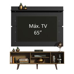 Rack Madesa Dubai e Painel para TV até 65 Polegadas com Pés Rustic/Preto 7KD8 Cor:Preto/Rustic - 4