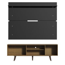 Rack Madesa Dubai e Painel para TV até 65 Polegadas com Pés Rustic/Preto 7KD8 Cor:Preto/Rustic - 9