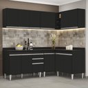 Ver imagem 2 de Armário de Cozinha Modulado de Canto 6 Peças Cp29 Balcão com Tampo Preto - Lumil Lumil Móveis