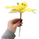 Ver imagem 4 de Kit 2 Flores com Cabo Artificial Decoração de Natal com Glitter 27cm
