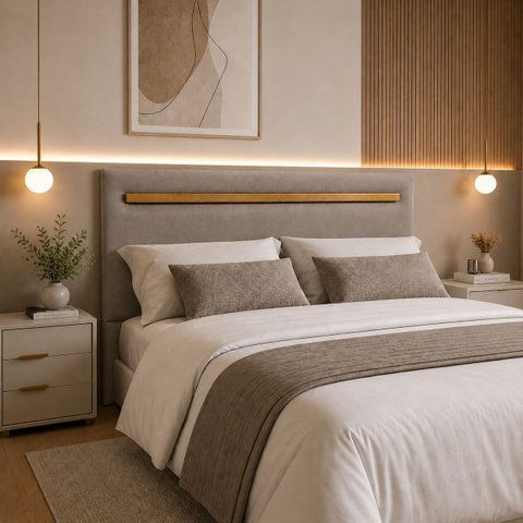 Cabeceira Painel Gabriela p/ Cama Queen 160cm Estofada Veludo:Cinza Claro