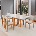 Ver imagem 1 de Conjunto Sala de Jantar 6 Lugares Jady Tampo Retangular MDF Bege