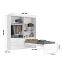 Ver imagem 3 de Guarda-Roupa Solteiro com Espelho 4 Portas com Cama Baú Lyon e Mesa Retrátil Móveis Europa