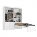 Ver imagem 2 de Guarda-Roupa Solteiro com Espelho 4 Portas com Cama Baú Lyon e Mesa Retrátil Móveis Europa
