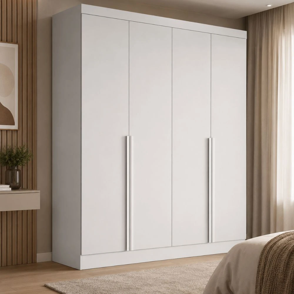 Guarda Roupa Casal 4 Portas em MDF Alvorada Bianchi | MadeiraMadeira