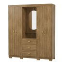 Ver imagem 2 de Guarda-Roupa Casal Capelinha 4 Portas 3 Gavetas Espelho Aurora Nature Brisa Marrom