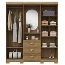 Ver imagem 4 de Guarda-Roupa Casal Capelinha 4 Portas 3 Gavetas Espelho Aurora Nature Brisa Marrom
