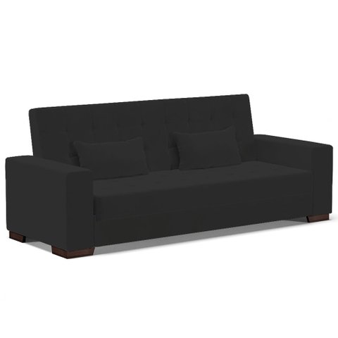 Sofá Cama Decorativo 210cm Beesley Veludo Preto - Gran Belo