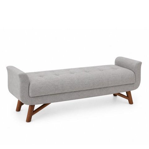 Puff Recamier 160cm Andros Linho Cinza - Sallar Home