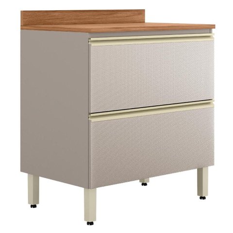 Balcão de Cozinha Proença 80cm 1 Porta e 1 Gaveta Nogueira Touch/nude Prime Tx com Tampo Mdf -