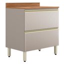 Ver imagem 1 de Balcão de Cozinha Proença 80cm 1 Porta e 1 Gaveta Nogueira Touch/nude Prime Tx com Tampo Mdf -