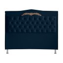 Ver imagem 3 de Kit de Cabeceira de Cama Box e Calçadeira Baú Helena Casal 140 Cm Retro Capitonê Suede Azul Marinho