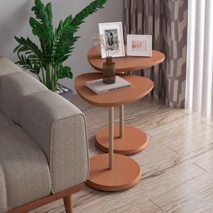 Mesa Canto Bia Kit 2 Peças 100% Mdf Terracota - Pnr Móveis