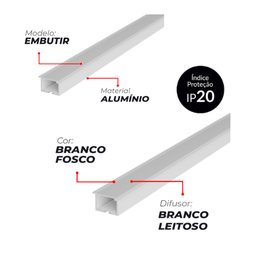 Perfil Embutir Risque 24x15mm 2 Metros Branco - Avant - 2