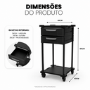 Ver imagem 7 de Carrinho Gaveteiro Organizador Multiuso 2 Gavetas Preto e 1 Nicho com Rodinhas - Organização Mad.U