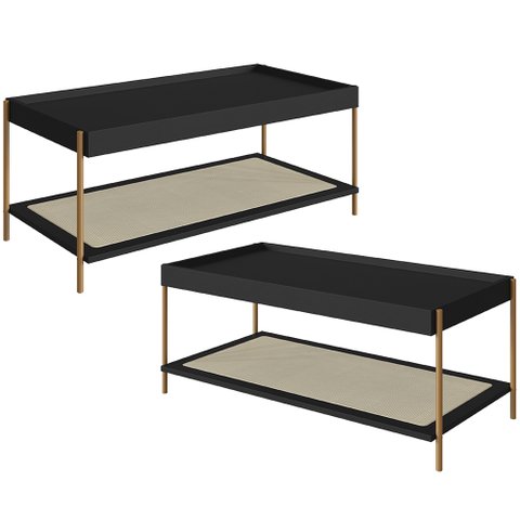 Kit 02 Mesas de Centro para Sala de Estar Industrial Indy A03 Nero Dourado - Lyam Decor