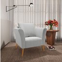 Ver imagem 2 de Poltrona Marilia Linho Cinza A05 Pés Palito Castanho - D'Rossi