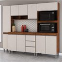 Ver imagem 1 de Cozinha Compacta Torre Quente Duplo 10 Portas 3 Gavetas 4 Peças Michy Espresso Móveis