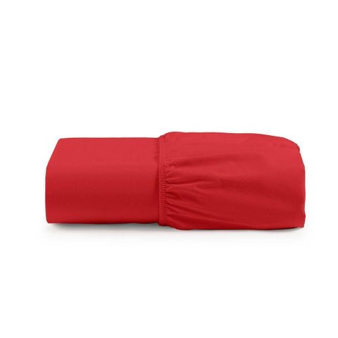 Lençol de Baixo Solteiro Avulso com Elástico Luiza Algodão Percal 180 Fios - Vermelho