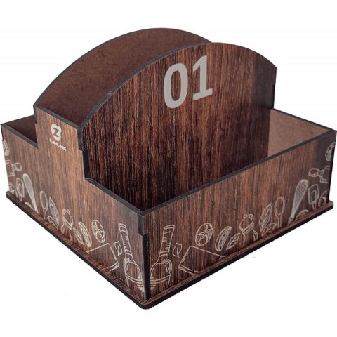 10 Porta Guardanapos Sachê de Mesa Mdf Restaurante 1 Ao 10 Zanline Marrom