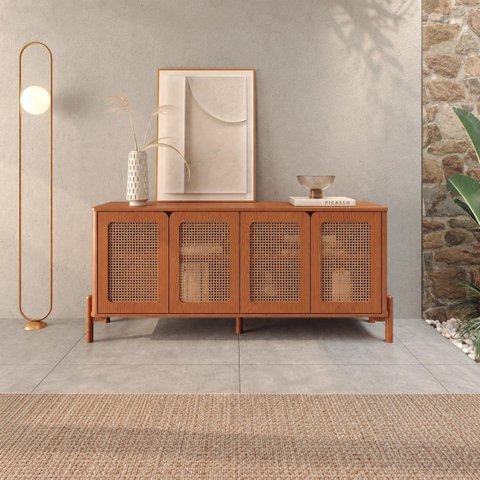 Buffet Arco 188 cm Porta Sextavada Incolar Cedro
