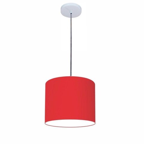 Lustre Luminária Pendente Vivare Free Lux Pe-4107br Cúpula em Tecido 25x20cm Vermelho Canopla
