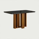 Ver imagem 1 de Conjunto Sala de Jantar Jade Gold 1,20m Tampo Chumbo 4 Cadeiras Jade Cinamomo/Joli Palha