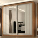 Ver imagem 2 de Guarda Roupa Casal 2 Portas de Correr com Espelho Versale 241 cm Cinamomo Areia Zanz