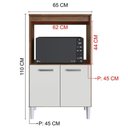 Ver imagem 2 de Balcão Cozinha Multiuso 65cm Forno e Microondas 2 Portas Armário Off White