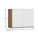 Ver imagem 3 de Armário Aereo 80cm 2 Portas 2 Prateleiras Sabrina Avelã/Branco - Moville