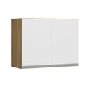 Ver imagem 1 de Armário Aereo 80cm 2 Portas 2 Prateleiras Sabrina Avelã/Branco - Moville
