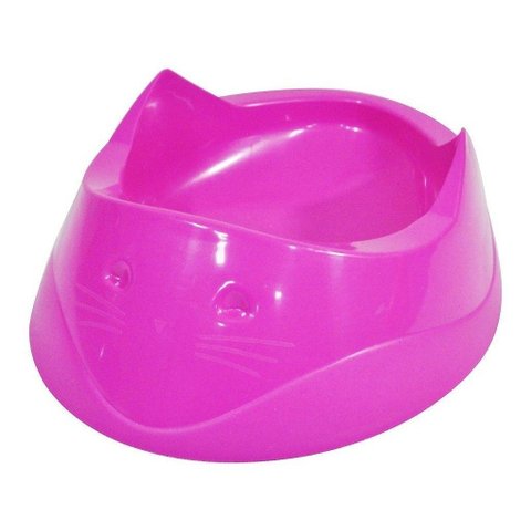 Comedouro Plástico Cara Do Gato 200 Ml - Rosa Furação Pet