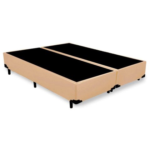 Cama Box Casal Bipartido Sintético Mega Cama Bege