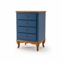 Ver imagem 1 de Mesa de Cabeceira 4 Gavetas Quarto Clássico Luiz Xv Azul Petróleo - Imbuia