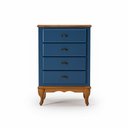 Ver imagem 2 de Mesa de Cabeceira 4 Gavetas Quarto Clássico Luiz Xv Azul Petróleo - Imbuia