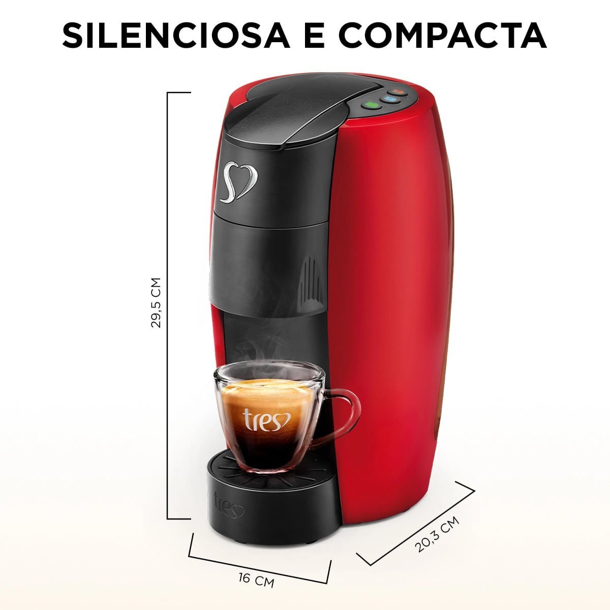 Cafeteira Elétrica Automática Espresso 3 Corações LOV Vermelha - 127V - 5