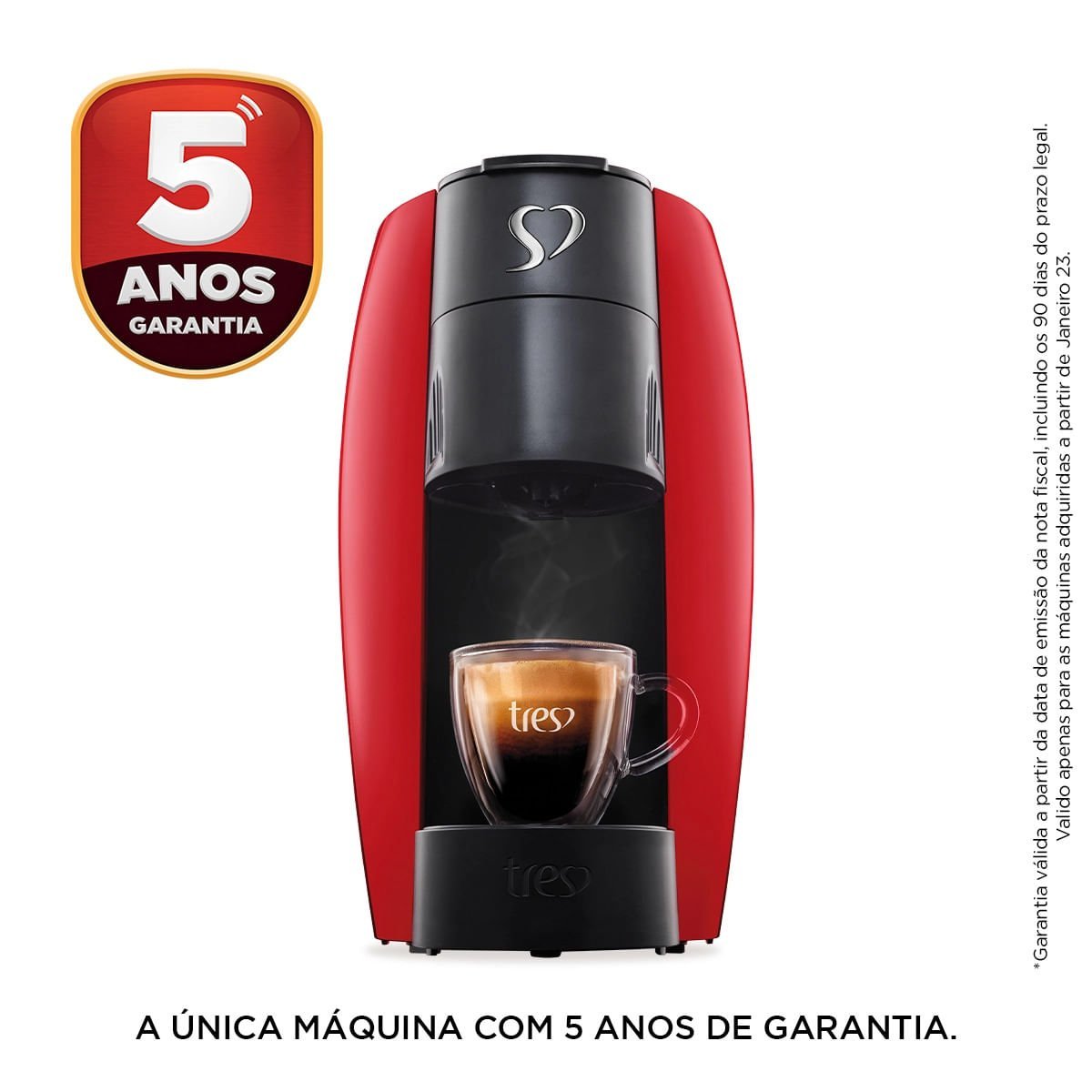 Cafeteira Elétrica Automática Espresso 3 Corações LOV Vermelha - 127V - 6